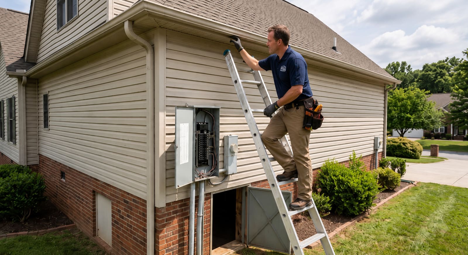 Home inspector checking a roof area during a new construction inspection