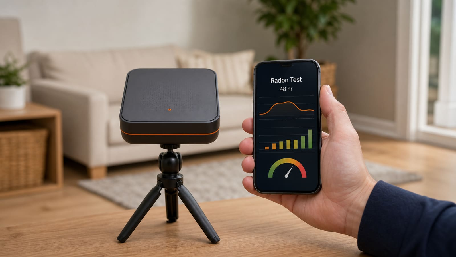 Continuous radon monitor used during a home radon test